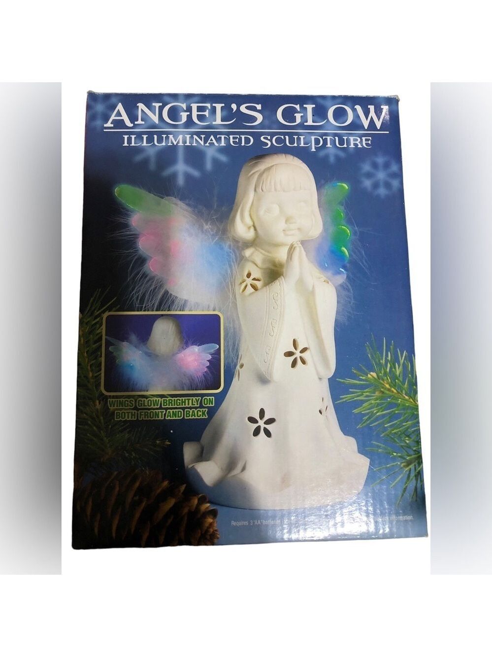 Angels Glow Illuminated Sculpture Fiver Optic Wings, Glow Christmas Angel